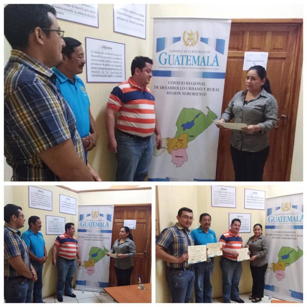 Reconocimiento interinstitucional por su aporte en temáticas dirigidas a COCODES El Progreso